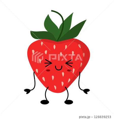 A pixel art of a cute strawberry character with arms and legs 128839253