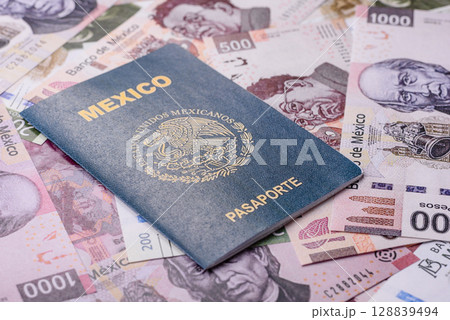 Mexican passport for travelling, flying and doing business Mexican passport for travelling, flying and doing business 128839494