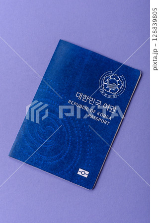 Korean passport for travelling, flying and doing business. South korea document 128839805