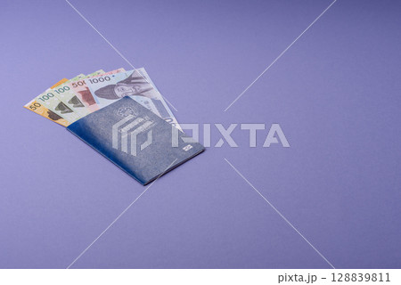 Korean passport for travelling, flying and doing business. South korea document 128839811