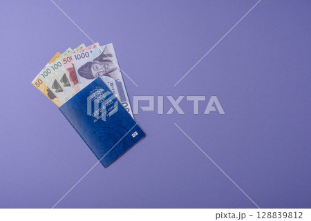 Korean passport for travelling, flying and doing business. South korea document 128839812