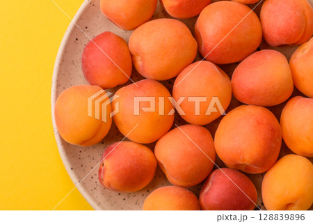 Fresh ripe fruit apricots are red yellow in color 128839896