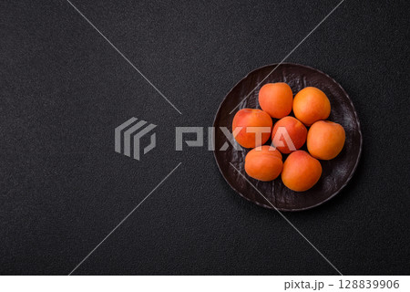 Fresh ripe fruit apricots are red yellow in color 128839906