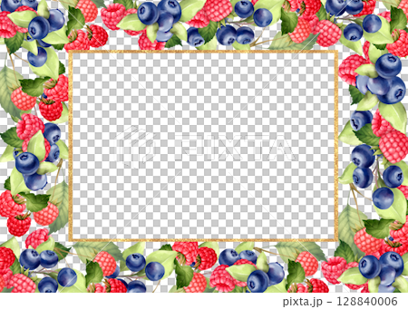 Hand-drawn Berry Golden Frame Illustration.... - Stock Illustration ...