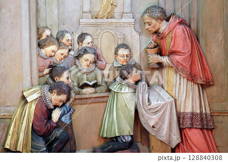 Saint Aloysius Gonzaga altar in the Basilica of the Sacred Heart of Jesus in Zagreb, Croatia 128840308