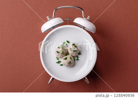 Steamed chicken or pork cutlets, dietary healthy with salt and spices Steamed chicken or pork cutlets, dietary healthy with salt and spices 128840936