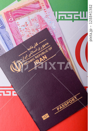 Iranian passport for travelling, flying and doing business. Iran document, id 128841382