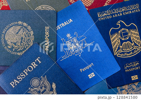 Passports of citizens of different countries of the world 128841580
