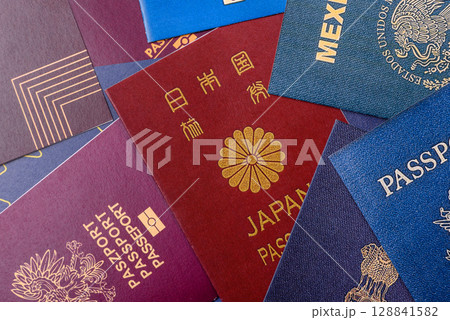 Passports of citizens of different countries of the world 128841582