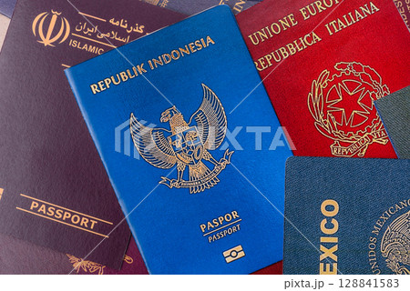 Passports of citizens of different countries of the world 128841583