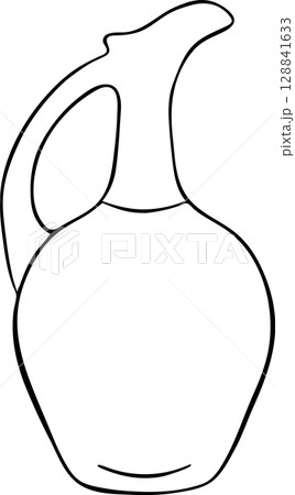 simple vector icon elegant clay wine jug, black and white hand-drawn icon 128841633