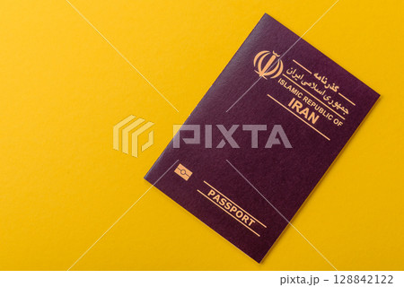 Iranian passport for travelling, flying and doing business. Iran document, id Iranian passport for travelling, flying and doing business. Iran document, id 128842122