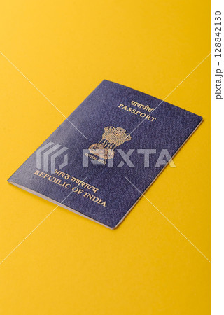 Indian passport for travelling, flying and doing business. India document, id 128842130
