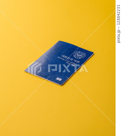 Korean passport for travelling, flying and doing business. South korea document, id 128842231