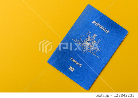 Australian passport for travelling, flying and doing business. Australia document, id 128842233