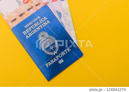 Argentine passport for travelling, flying and doing business. Argentina document, id Argentine passport for travelling, flying and doing business. Argentina document, id 128842274
