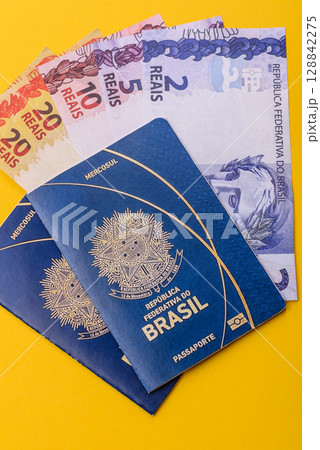 Brazilian passport for travelling, flying and doing business. Brazil document, id Brazilian passport for travelling, flying and doing business. Brazil document, id 128842275