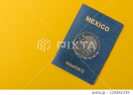 Mexican passport for travelling, flying and doing business. Mexico document, id Mexican passport for travelling, flying and doing business. Mexico document, id 128842295