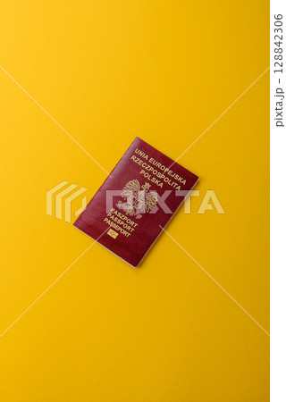 Poland passport for travelling, flying and doing business. Polish document, id Poland passport for travelling, flying and doing business. Polish document, id 128842306
