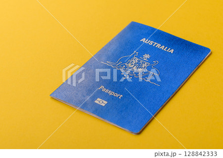 Australian passport for travelling, flying and doing business. Australia document, id 128842333