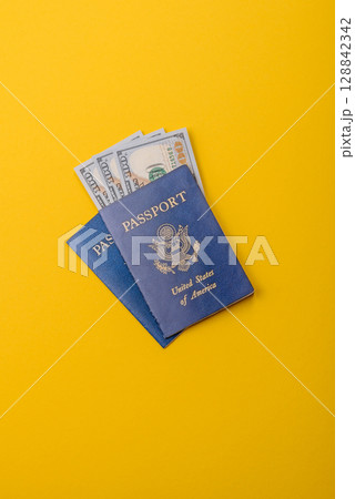 US passport for travelling, flying and doing business. USA document, id 128842342