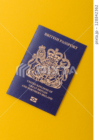 British passport for travelling, flying and doing business. UK document, id 128842362