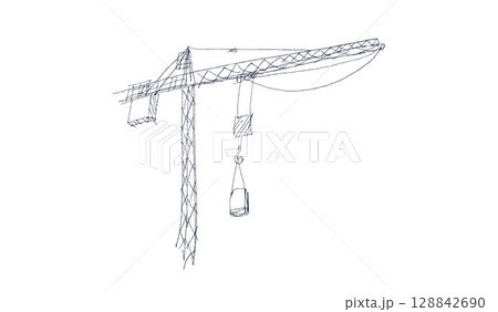 Building crane sketch Building crane sketch 128842690