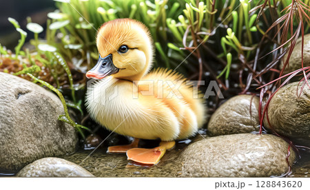Cute and funny yellow duckling, newborn duckling, little duck 128843620