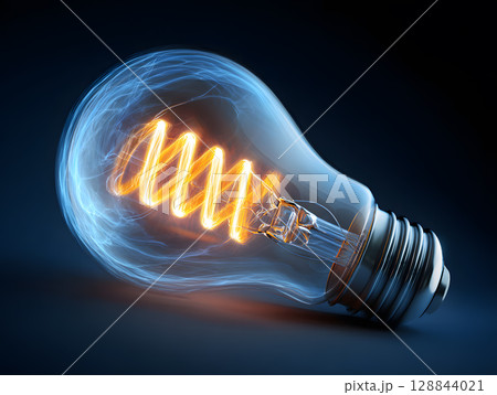 The light bulb as a concept of environmental protection and energy saving. Neural network AI generated art 128844021