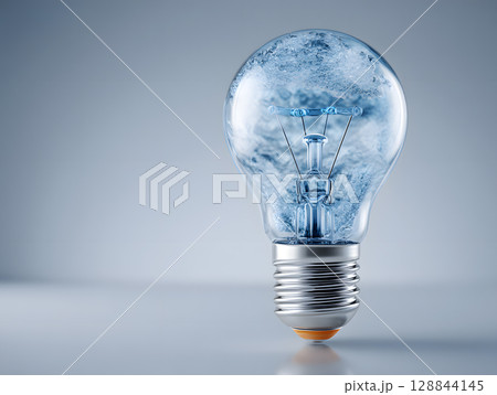 The electric light bulb as an idea or concept of energy conservation and environmental protection. Neural network AI generated art 128844145