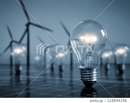 The light bulb as a concept of environmental protection and energy saving. Neural network AI generated art 128844196