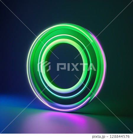 vibrant neon ring with gradient center and deep background for use in futuristic artwork or digital abstract templates 128844576
