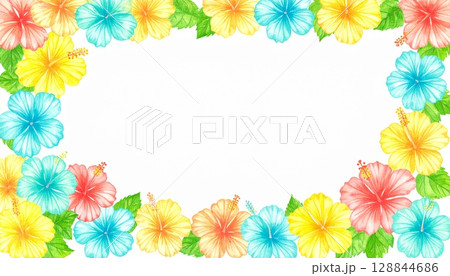 ハイビスカスの水彩枠3 ハイビスカスの水彩枠3 128844686