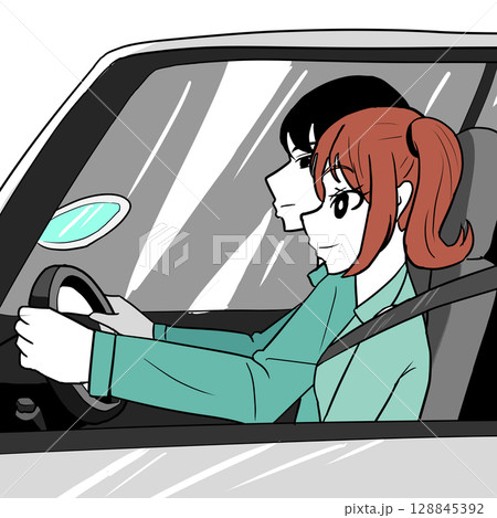 車に乗っている男女 128845392