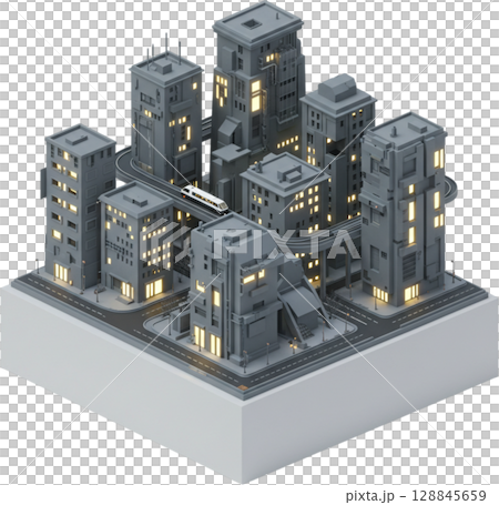 3d rendering of city, remove background 128845659