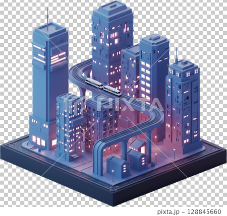 isometric city of isometric city, remove background 128845660
