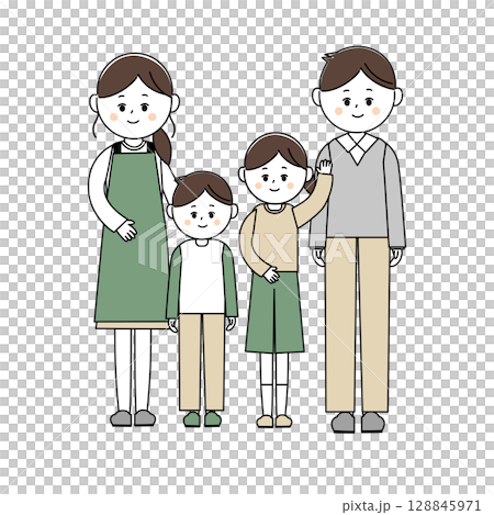 Illustration of a young and cute family 128845971