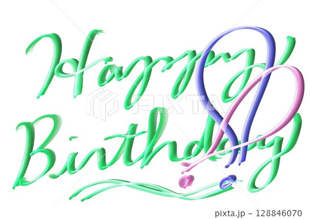グリーンの筆記体で書いたhappy birthday!! 128846070