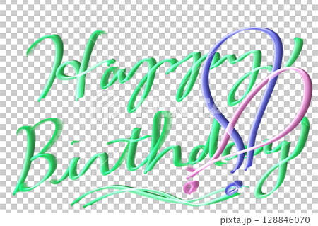 グリーンの筆記体で書いたhappy birthday!! 128846070