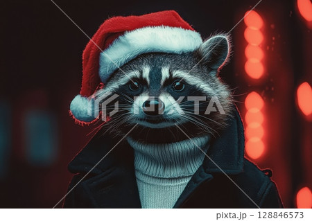 Cunning Raccoon in Stylish Minimalist Outfit Cunning Raccoon in Stylish Minimalist Outfit 128846573