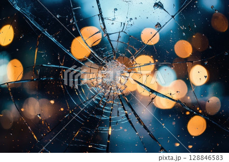 Cobwebs and Broken Glass in Bokeh Light 128846583