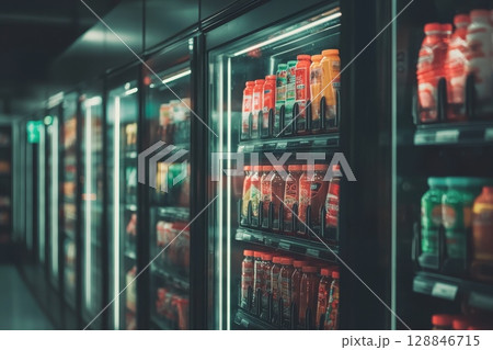 Futuristic Vending Machine in Modern Supermarket 128846715