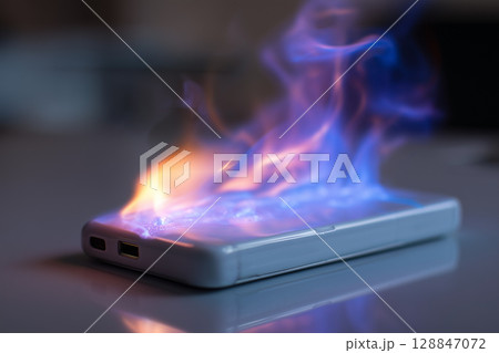モバイルバッテリー　発火 128847072