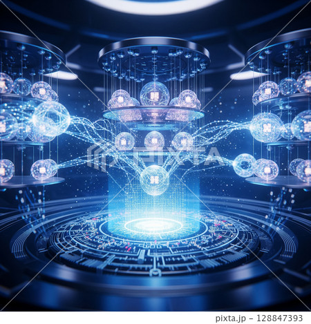 データを処理する未来的な量子コンピュータのコアプロセッサ 128847393