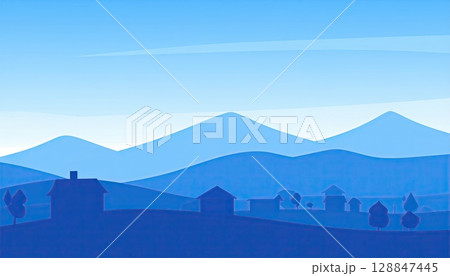 《AI画像》夜の田舎の風景 128847445