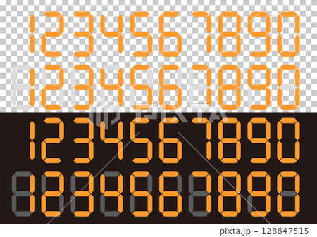 デジタル　数字　7セグメントフォント　蛍光緑　文字 128847515