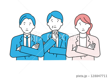 若い世代とのコミュニケーションの図り方に困る中年のビジネスマン 128847711