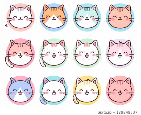 猫　アイコン　キャラクター 128848537