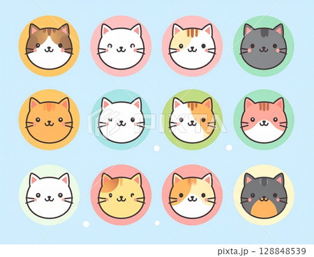 猫　アイコン　キャラクター 128848539