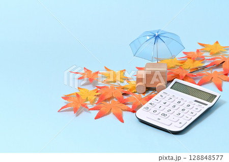 傘と自動車 自動車ローン 保険  車庫イメージ 128848577